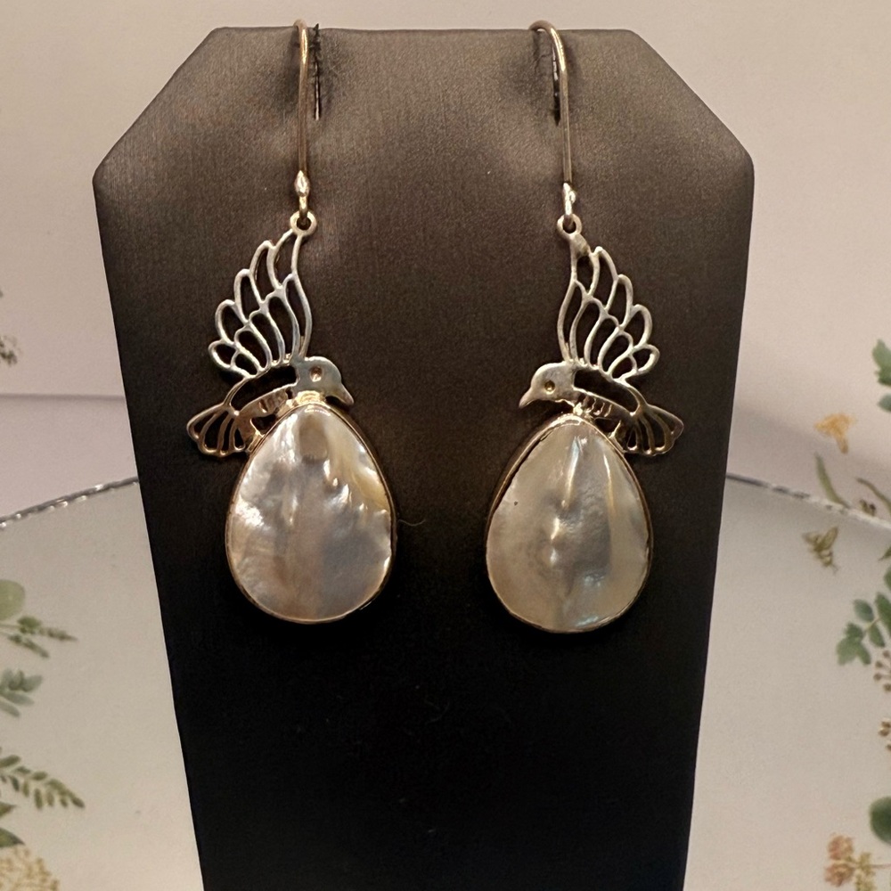 Elegant Silver Bird Drop Earrings